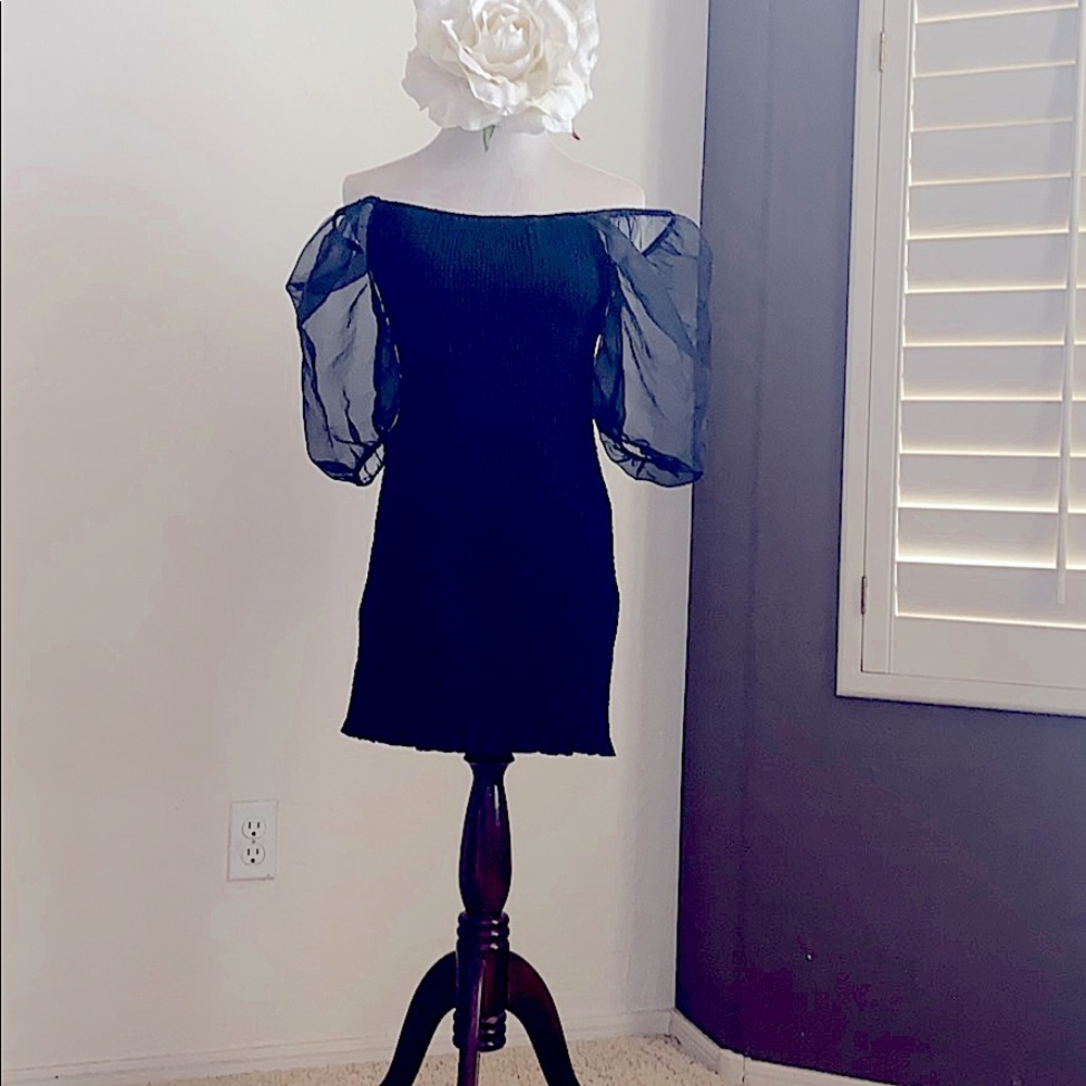 Sheer Sleeved Body Con Mini Dress (L)